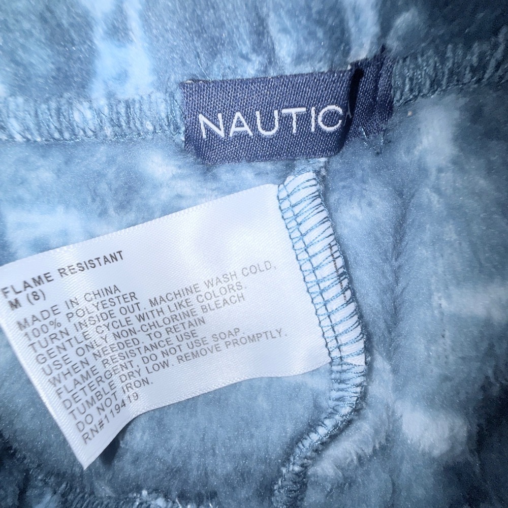 Nautica Pajama Set Kids Size 8 Blue Grey New Shark Print Fleece Sleepwear 2pc - Picture 9 of 10